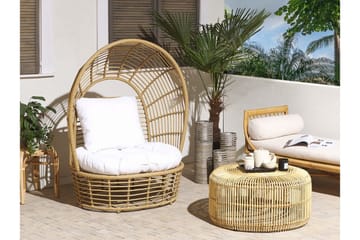 Trädgårdsfåtölj konstrotting natur/vit LIDO - Trä/natur - Utemöbler & utemiljö - Utestol & trädgårdsstol - Utefåtölj & loungefåtölj