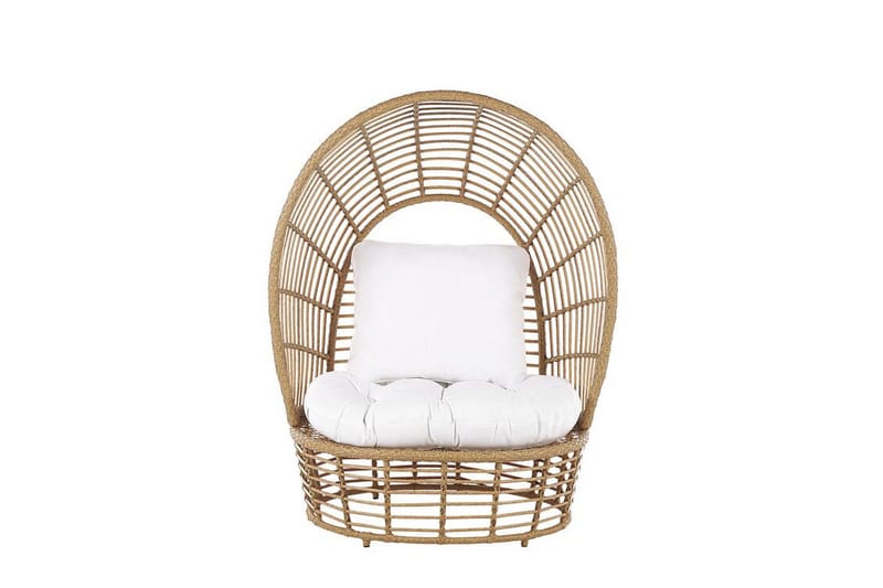 Trädgårdsfåtölj konstrotting natur/vit LIDO - Trä/natur - Utemöbler & utemiljö - Utestol & trädgårdsstol - Utefåtölj & loungefåtölj