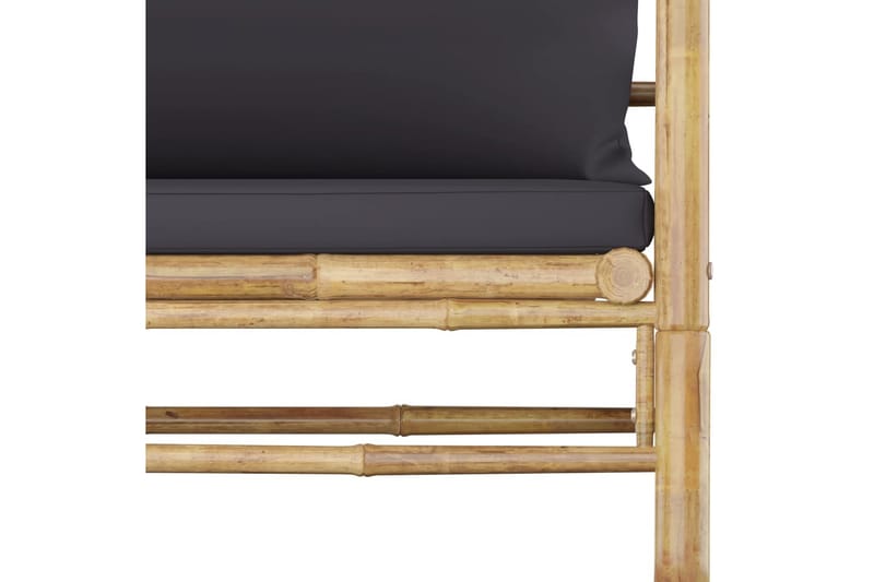 Trädgårdssoffa med mörkgråa dynor bambu - Grå - Loungestol utomhus - Utefåtölj & loungefåtölj