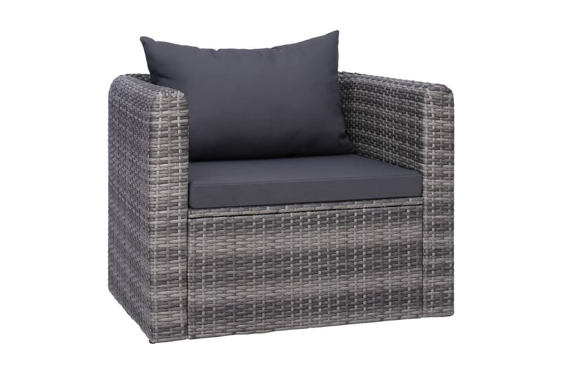 Trädgårdsstol med dyna och kudde konstrotting grå - Grå - Utefåtölj & loungefåtölj - Loungestol utomhus