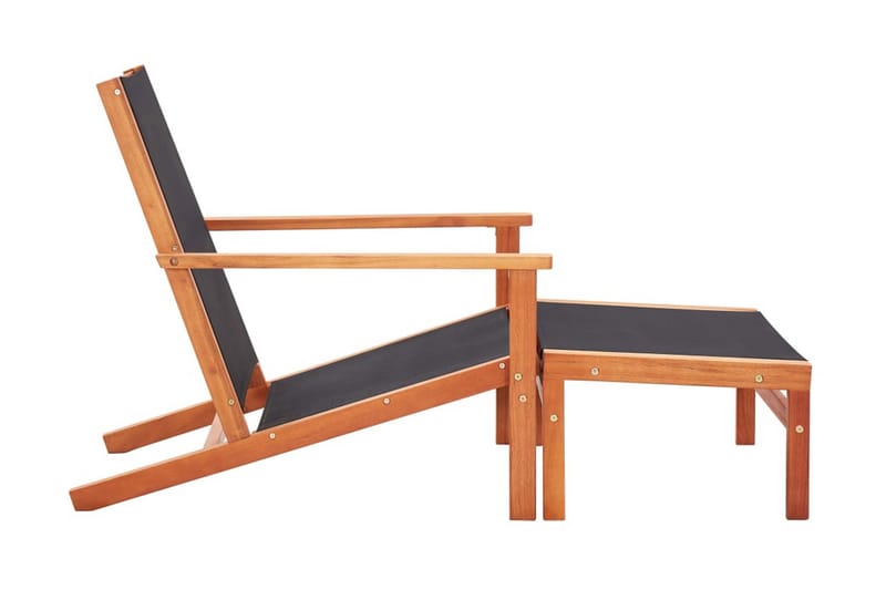 Trädgårdsstol med fotpall massivt eukalyptusträ och textilen - Svart - Loungestol utomhus - Utefåtölj & loungefåtölj