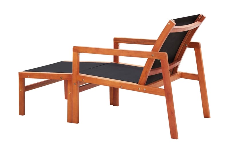 Trädgårdsstol med fotpall massivt eukalyptusträ och textilen - Svart - Utefåtölj & loungefåtölj - Loungestol utomhus