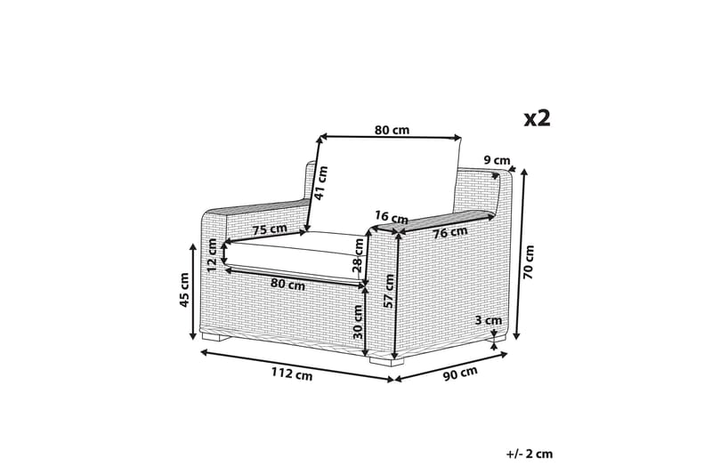 Utefåtölj Apriliana 2-pack - Konstrotting/Ljusbrun - Utemöbler & utemiljö - Utestol & trädgårdsstol - Utefåtölj & loungefåtölj