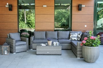 Utefåtölj Geneva Med Kuddar 78x75x78 cm Grå - Utemöbler & utemiljö - Utestol & trädgårdsstol - Utefåtölj & loungefåtölj