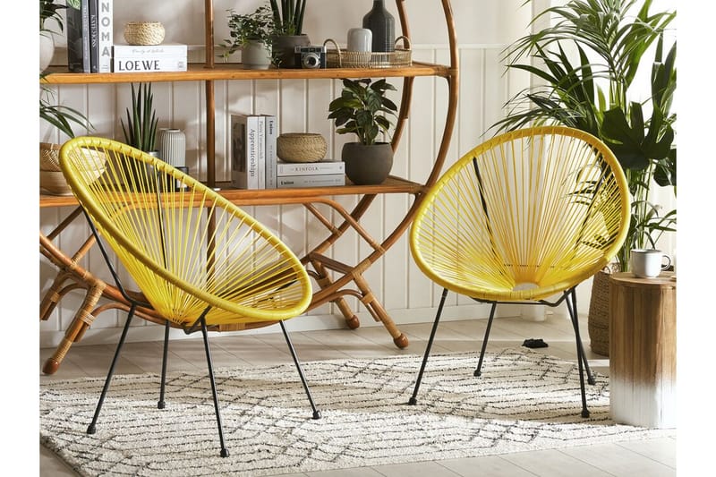 Utestol Cayaco 2-pack - Konstrotting/Gul - Utemöbler & utemiljö - Utestol & trädgårdsstol - Utefåtölj & loungefåtölj