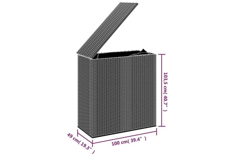 Dynbox PE-rotting 100x49x103,5 cm svart - Svart - Dynbox & dynl�åda