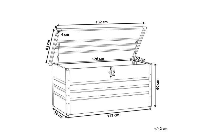 Dynlåda 132 x 62 cm grå CEBROSA - Grå - Utemöbler & utemiljö - Utomhusförvaring - Dynförvaring - Dynbox & dynlåda