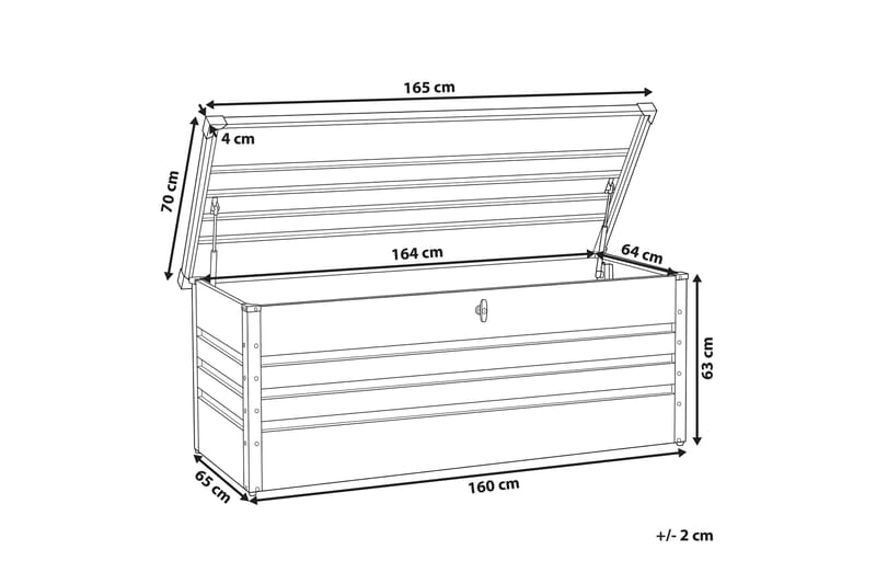 Dynlåda 165 x 70 cm grå CEBROSA - Grå - Utemöbler & utemiljö - Utomhusförvaring - Dynförvaring - Dynbox & dynlåda