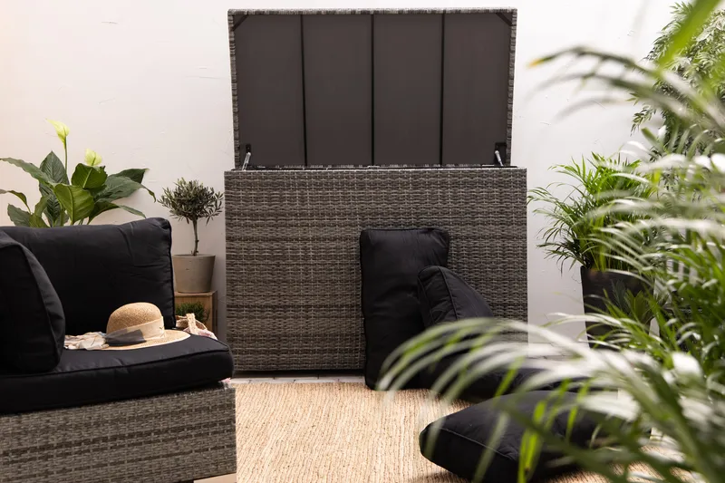 Gigant vattentät dynbox XL utomhus - Dynlåda i konstrotting (B150xD90xH101 cm) - Grå - Utemöbler & utemiljö - Utomhusförvaring - Dynförvaring - Dynbox & dynlåda