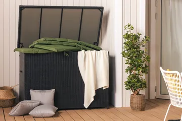 Gigant vattentät dynbox XL utomhus - Dynlåda i konstrotting (B150xD90xH101 cm) - Svart - Utemöbler & utemiljö - Utomhusförvaring - Dynförvaring - Dynbox & dynlåda