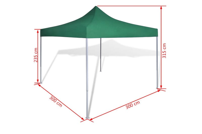 Grönt hopfällbart tält 3x3 m - Grön - Trädgårdstält & förvaringstält - Partytält
