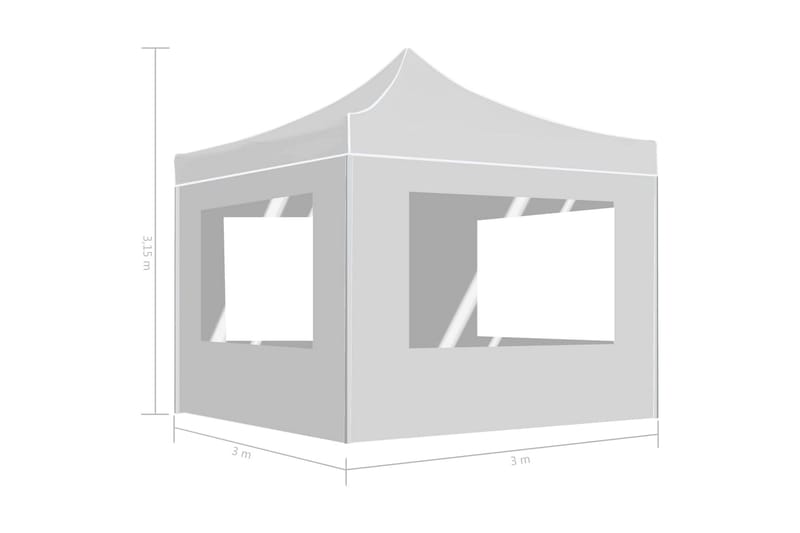 Hopfällbart partytält med väggar aluminium 3x3 m vit - Vit - Trädgårdstält & förvaringstält - Partytält