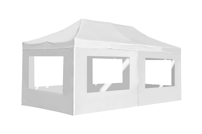 Hopfällbart partytält med väggar aluminium 6x3 m vit - Vit - Trädgårdstält & förvaringstält - Partytält