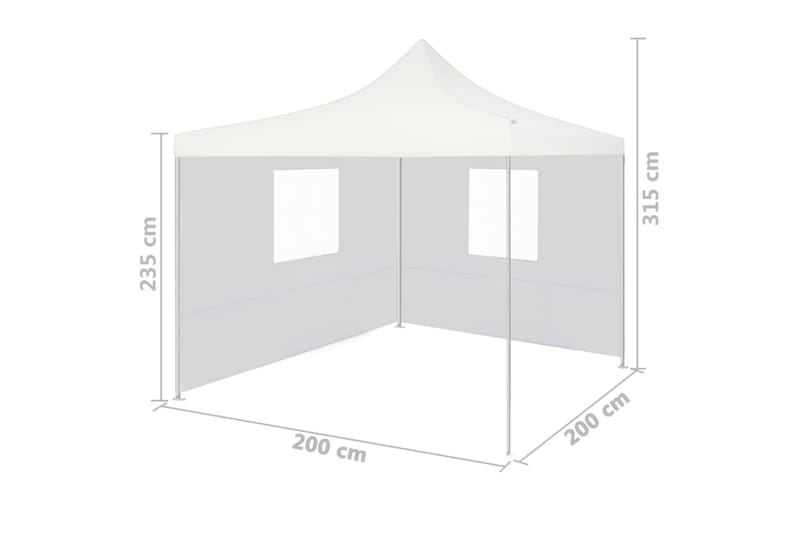 Hopfällbart partytält med 2 sidoväggar 2x2 m stål vit - Vit - Trädgårdstält & förvaringstält - Partytält