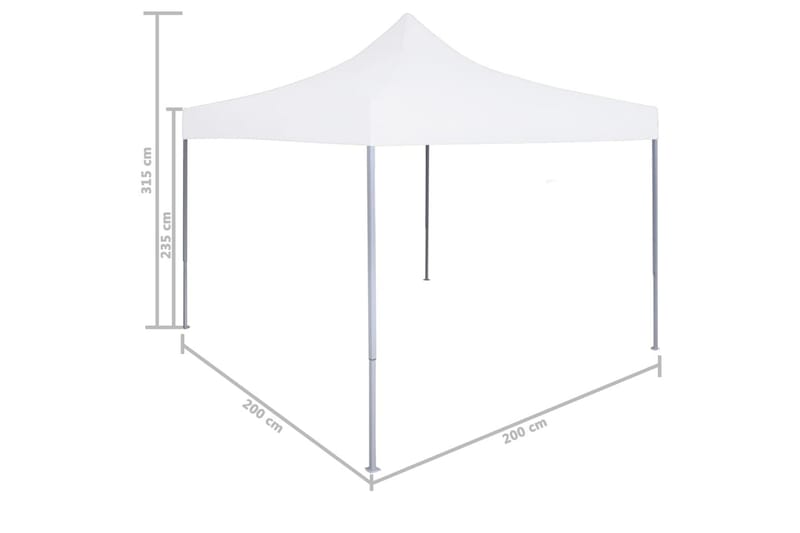 Hopfällbart partytält 2x2 m stål vit - Vit - Trädgårdstält & förvaringstält - Partytält