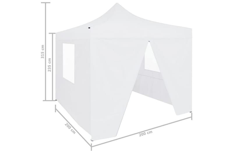 Hopfällbart partytält med 4 sidoväggar 2x2 m st�ål vit - Vit - Trädgårdstält & förvaringstält - Partytält