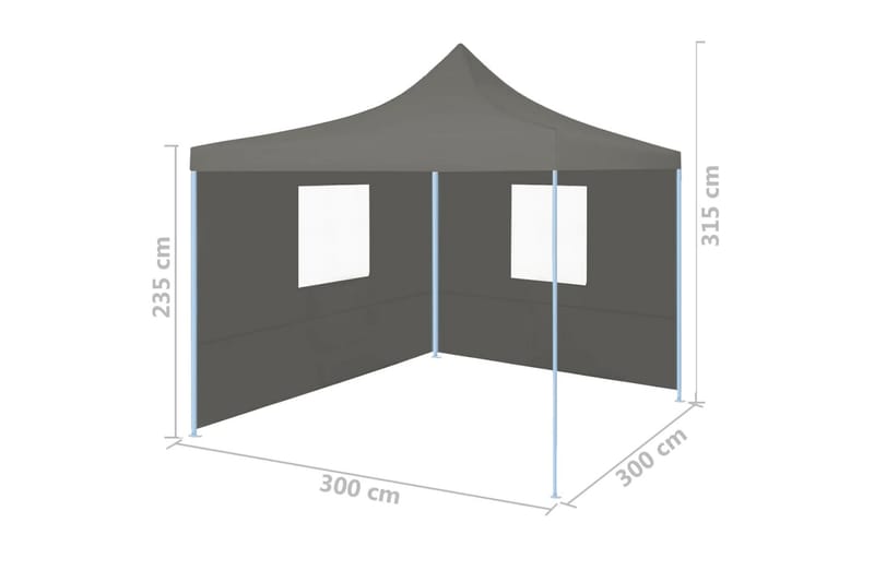Pop-Up hopfällbart partytält med 2 sidoväggar 3x3 m antracit - Grå - Pop-up tält & eventtält - Trädgårdstält & förvaringstält