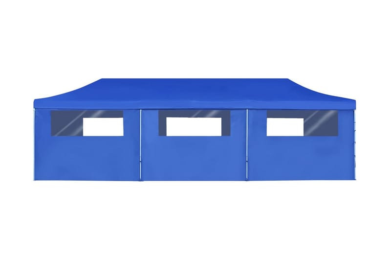 Pop-Up hopfällbart partytält med 8 sidoväggar blå 3x9 m - Blå - Trädgårdstält & förvaringstält - Partytält