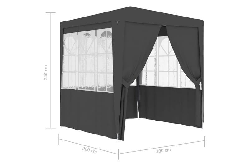 Professionellt partytält med väggar 2x2 m antracit 90 g/m² - Grå - Trädgårdstält & förvaringstält - Partytält