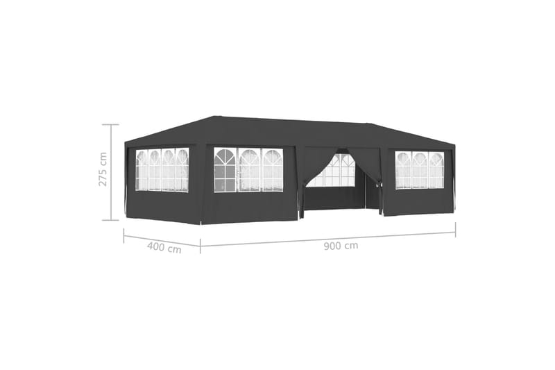 Professionellt partytält med väggar 4x9 m antracit 90 g/m² - Grå - Trädgårdstält & förvaringstält - Partytält