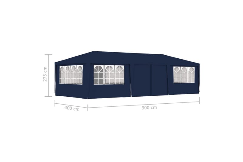 Professionellt partytält med väggar 4x9 m blå 90 g/m² - Blå - Trädgårdstält & förvaringstält - Partytält