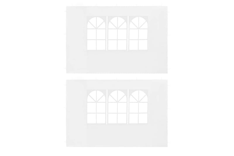 Sidoväggar till partytält 2 st med fönster PE vit - Vit - Trädgårdstält & förvaringstält - Partytält