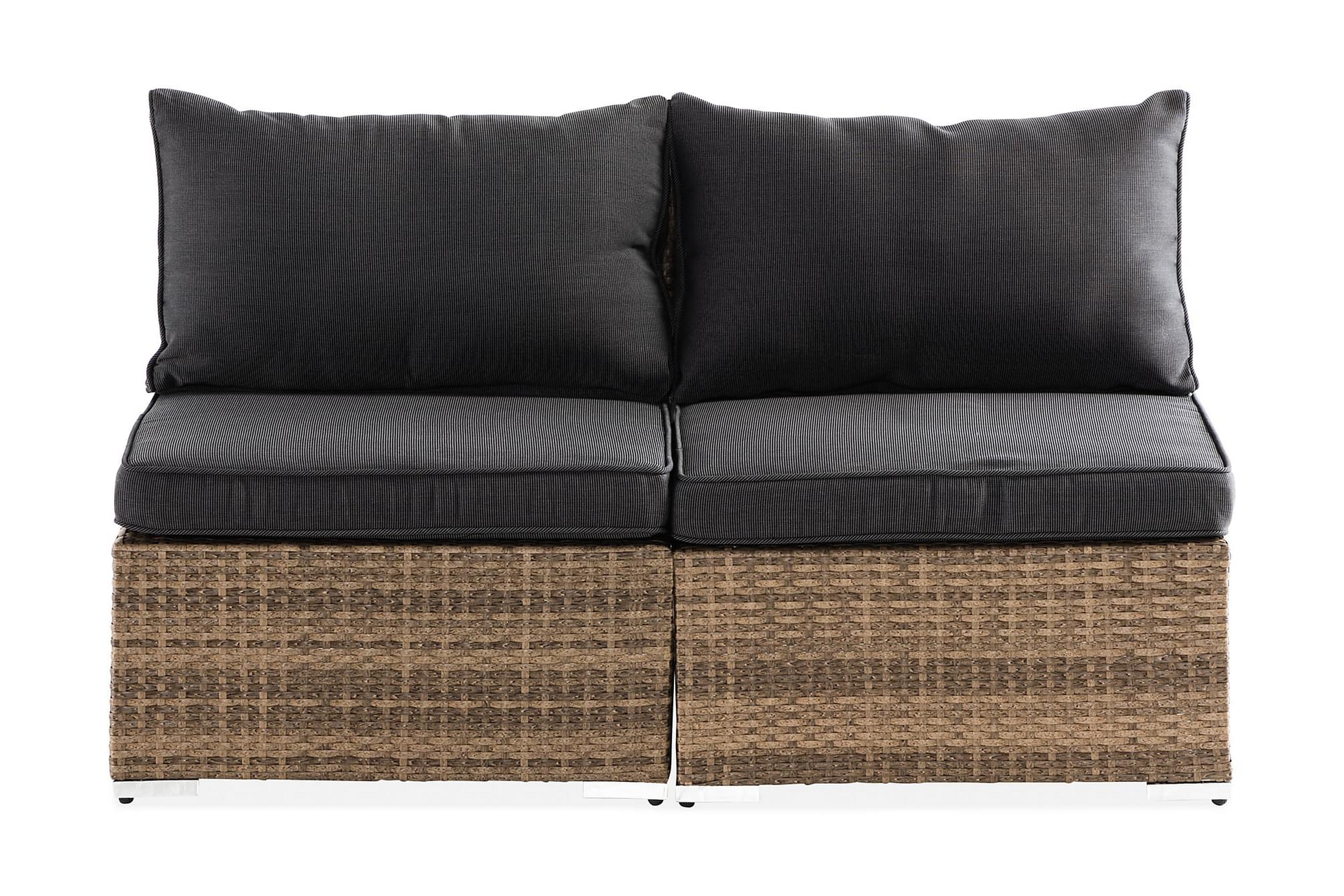 Wisconsin Premium 2-sits Loungesoffa utomhus Utesoffa i Konstrotting för balkong Sand Beige Svarta dynor