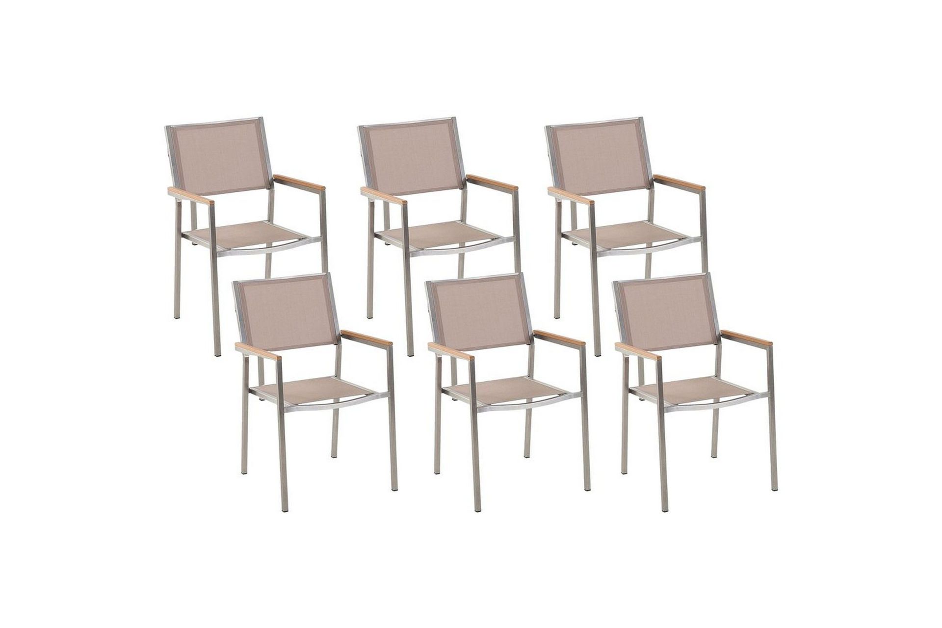 Matstol Grosseto set om 6 Sandbeige/silver/ljust trä - Sandbeige/silver/ljust trä