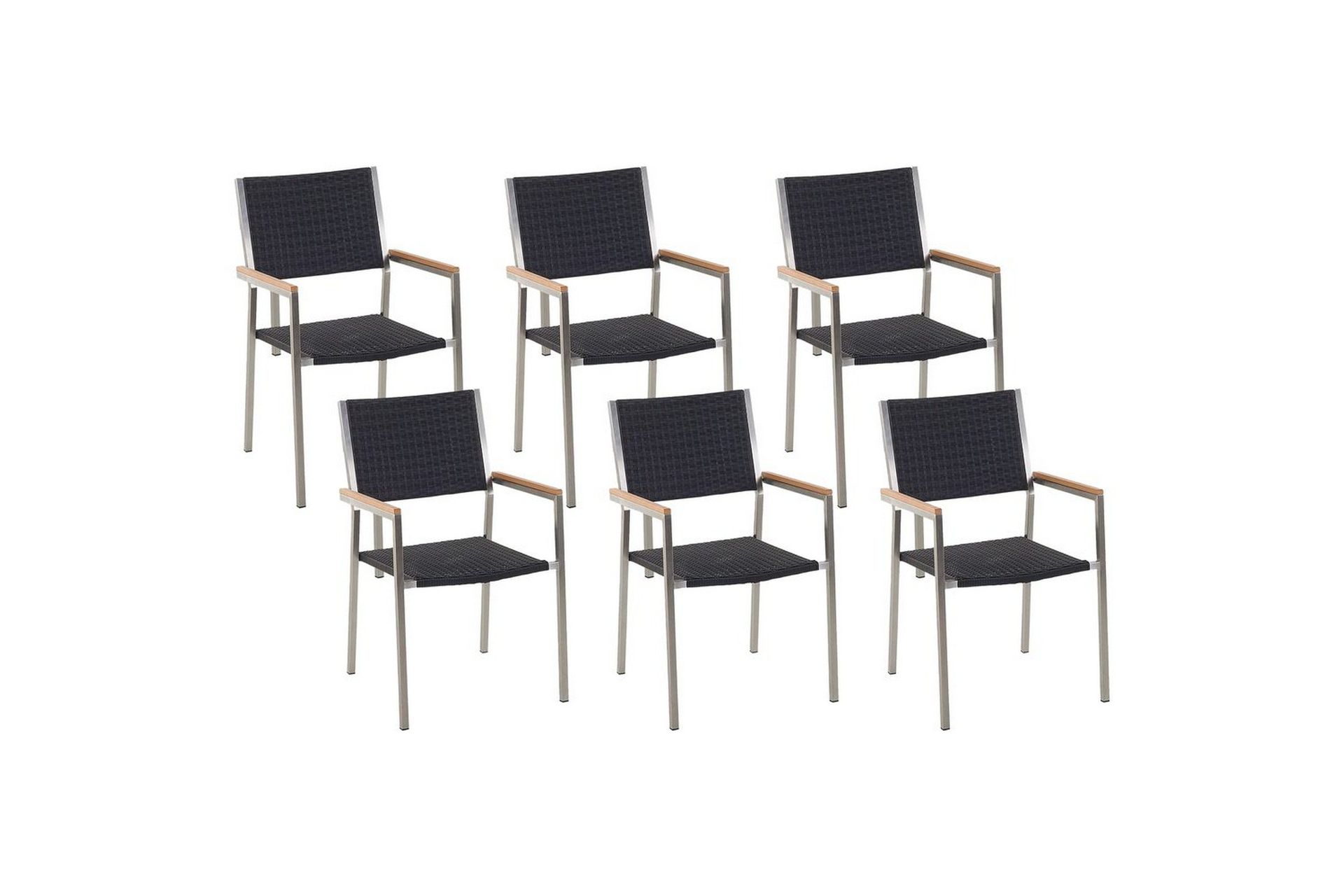 matstol grosseto set om 6 svart/silver - svart/silver