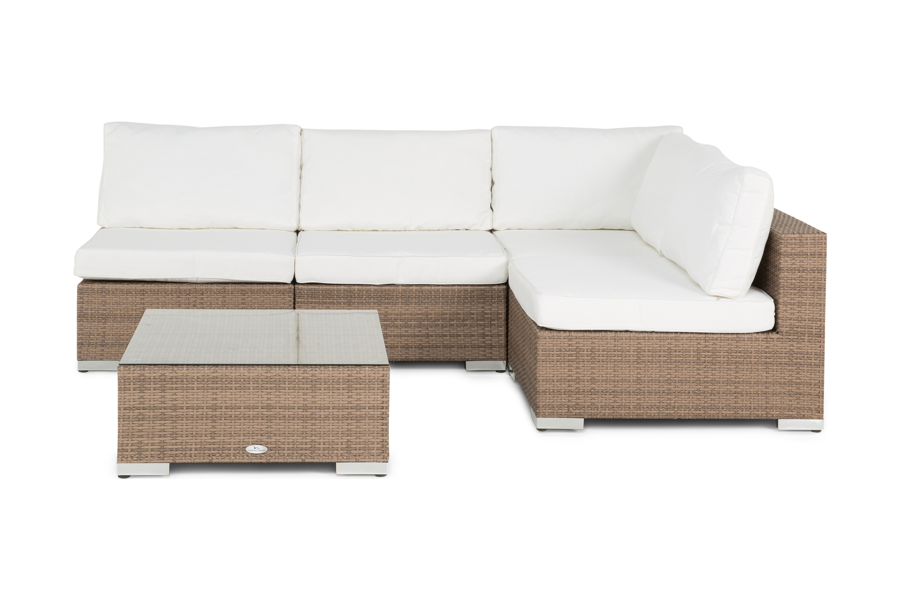 Loungegrupp Bahamas 5-sits Divan/Bord Beige Sand Vita dynor