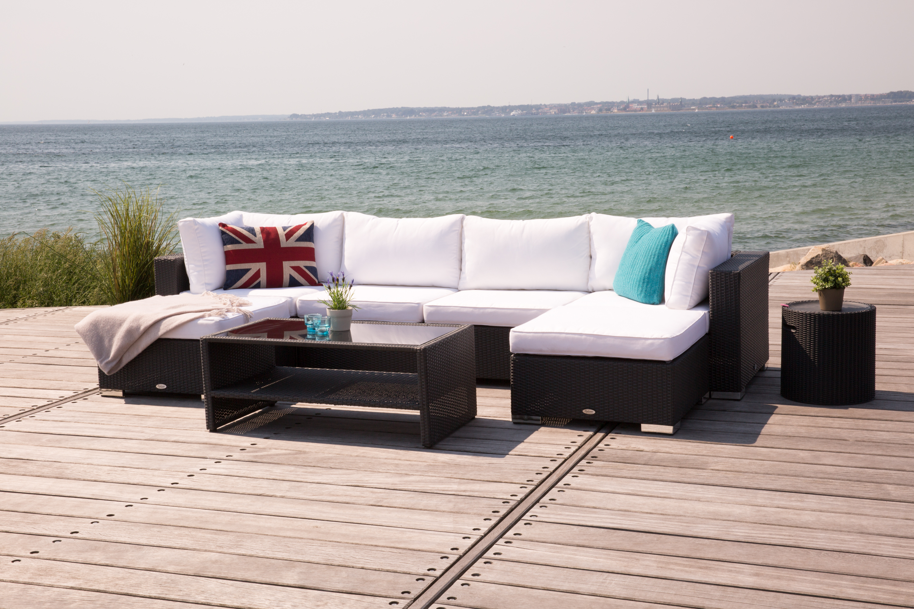 Loungegrupp Bahamas 6-sits Bord m Hylla Divan/Bord Svart