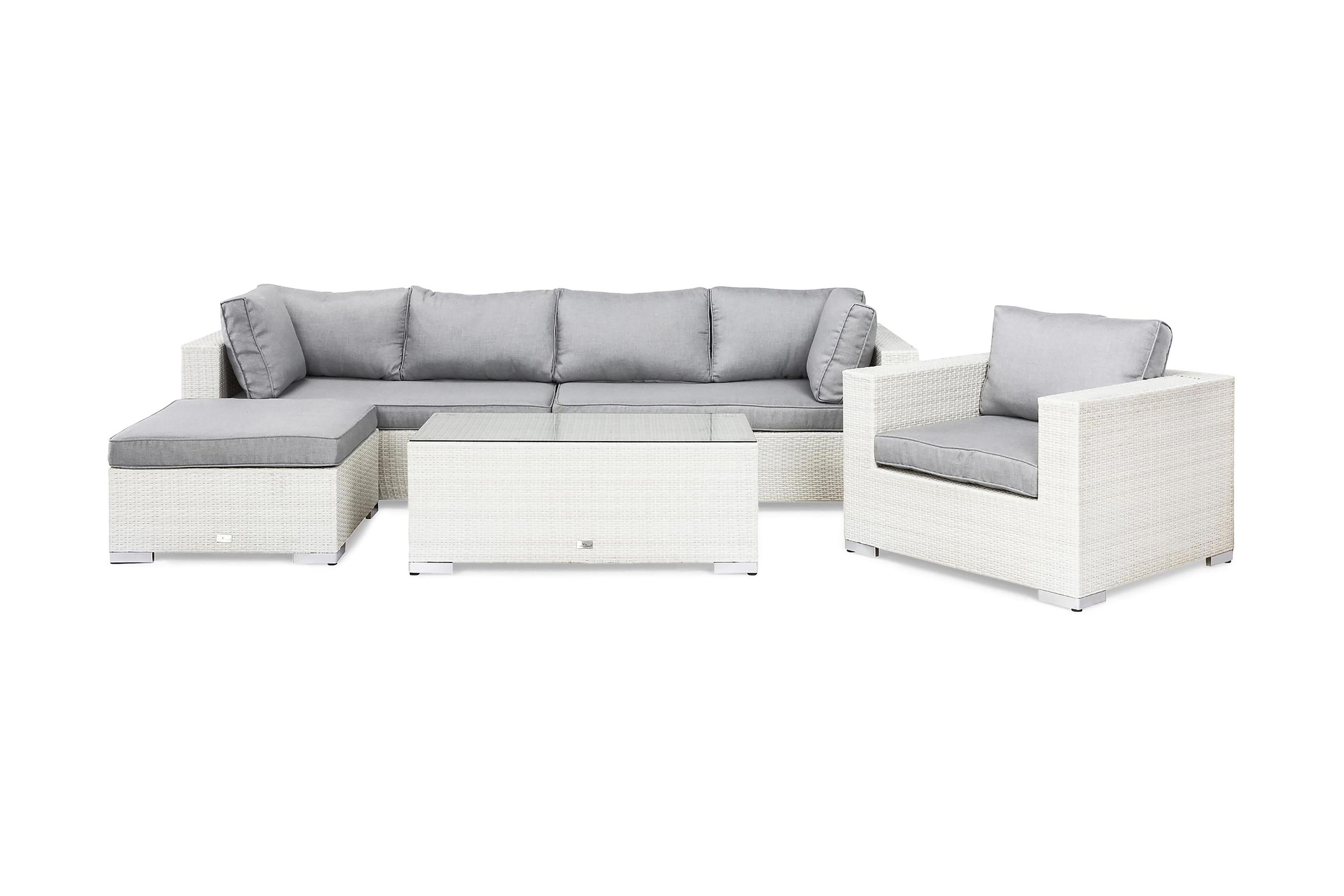 Loungegrupp Bahamas 6-sits Bord Vit Gråa dynor