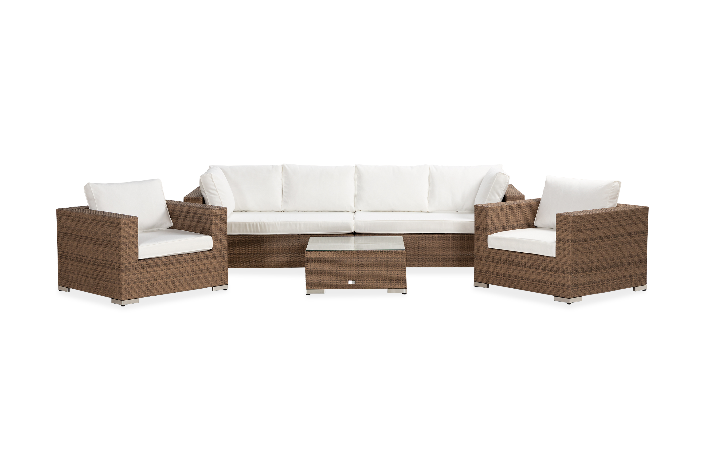 Loungegrupp Bahamas 7-sits 1 Divan/Bord Beige Vita dynor