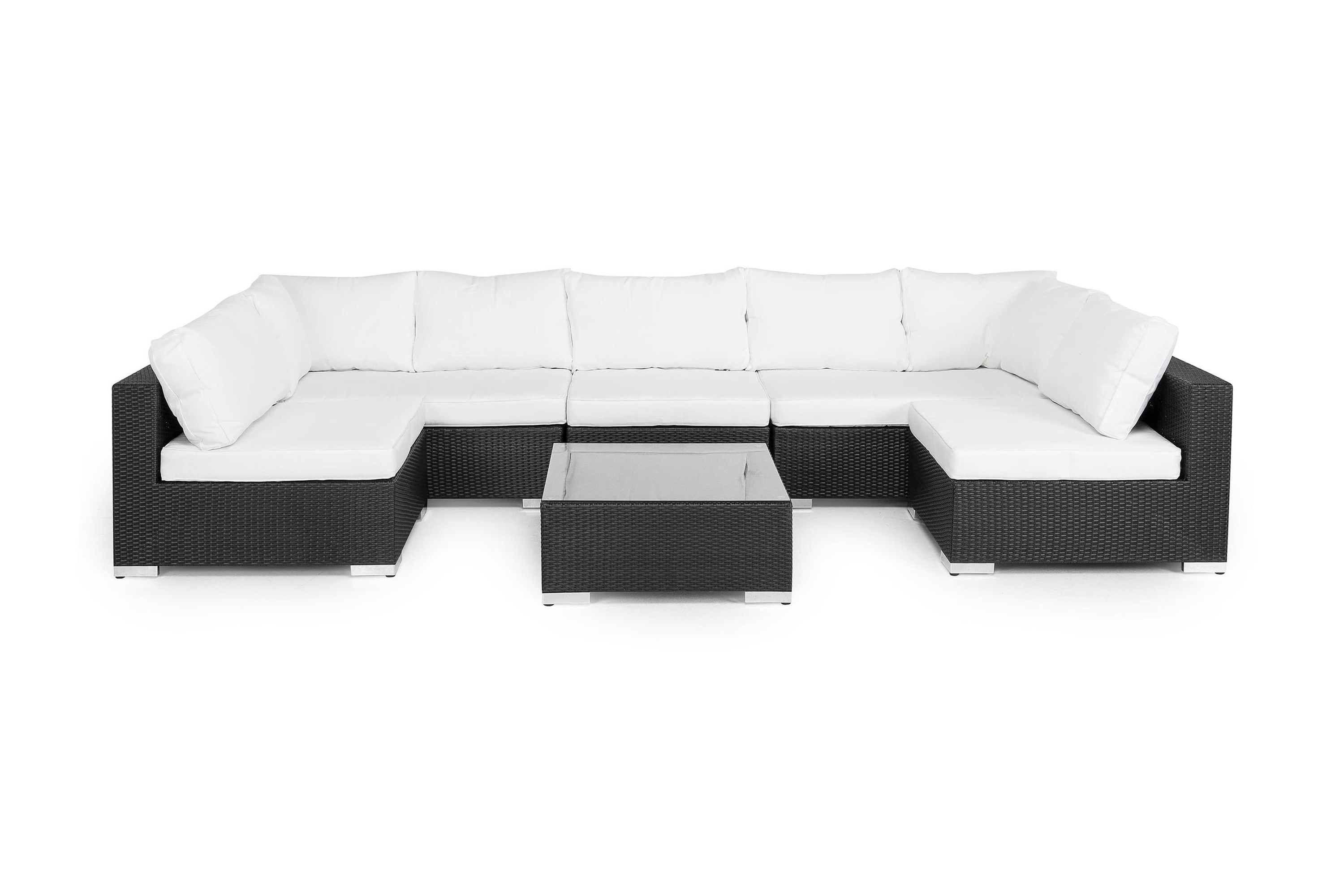 Loungegrupp Bahamas 8-sits Divan/Bord Svart Vita dynor