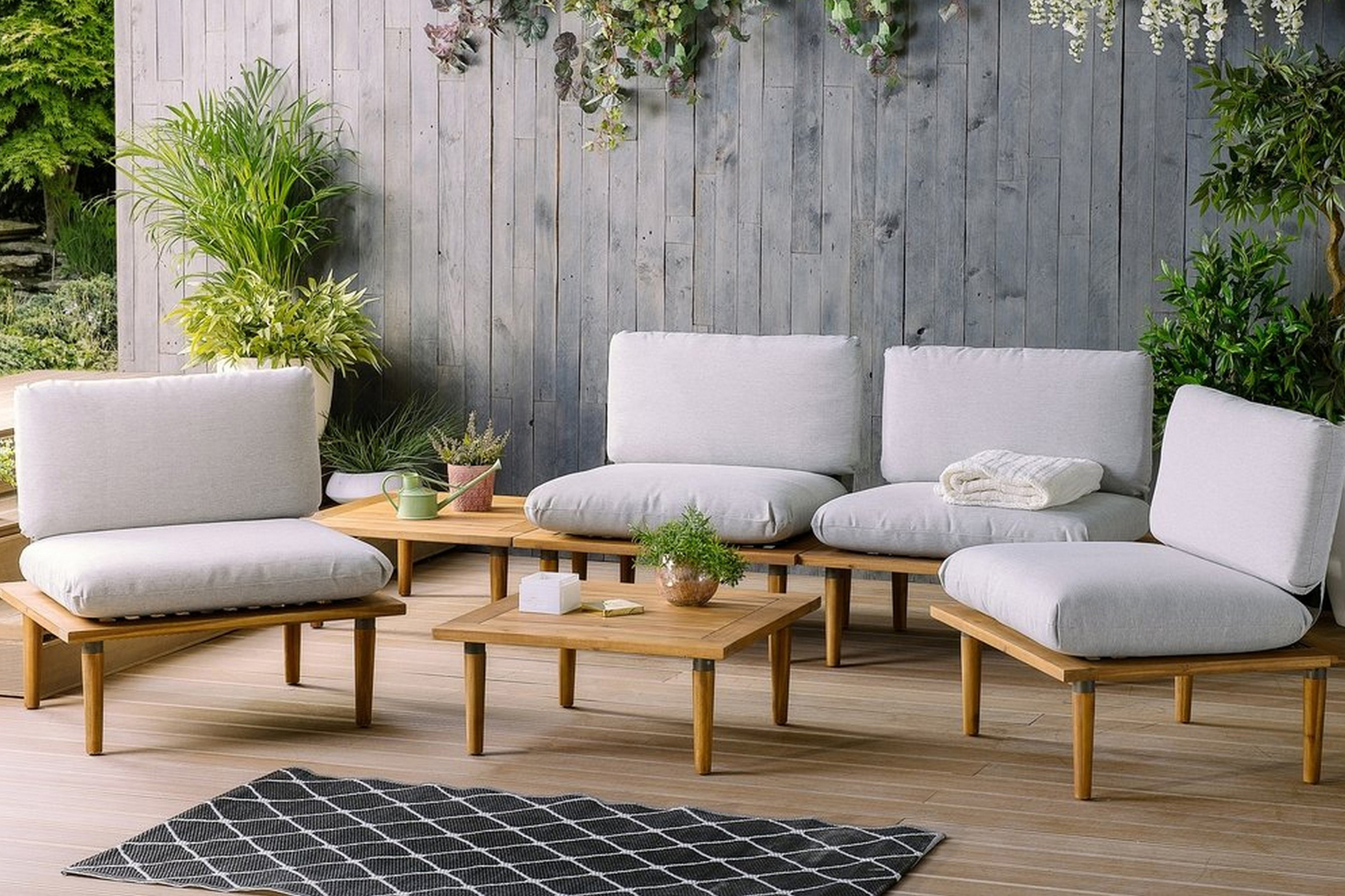 Loungegrupp Utomhus Frascati 80 cm Grå