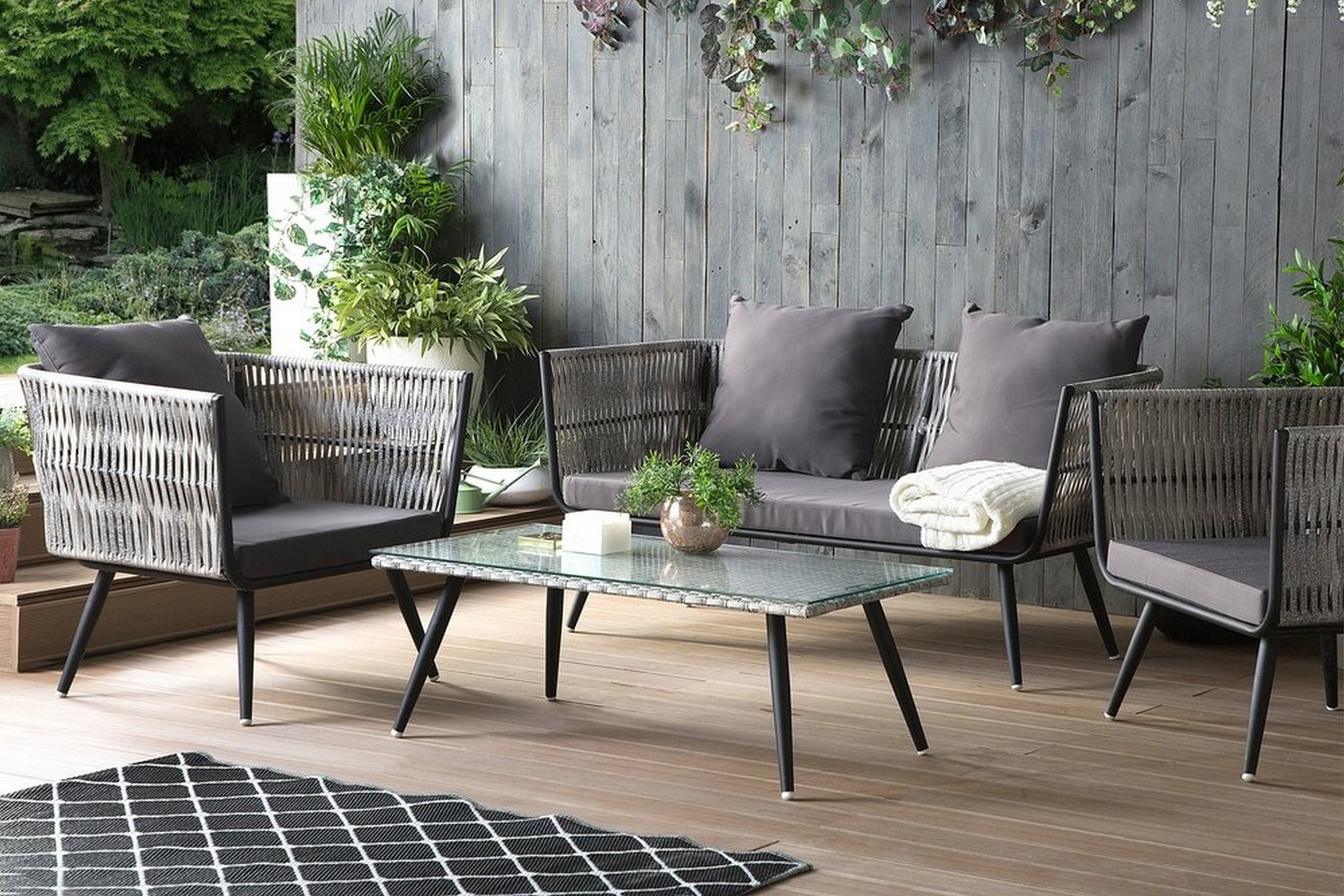 Loungegrupp Utomhus Ragusa 156 cm Grå