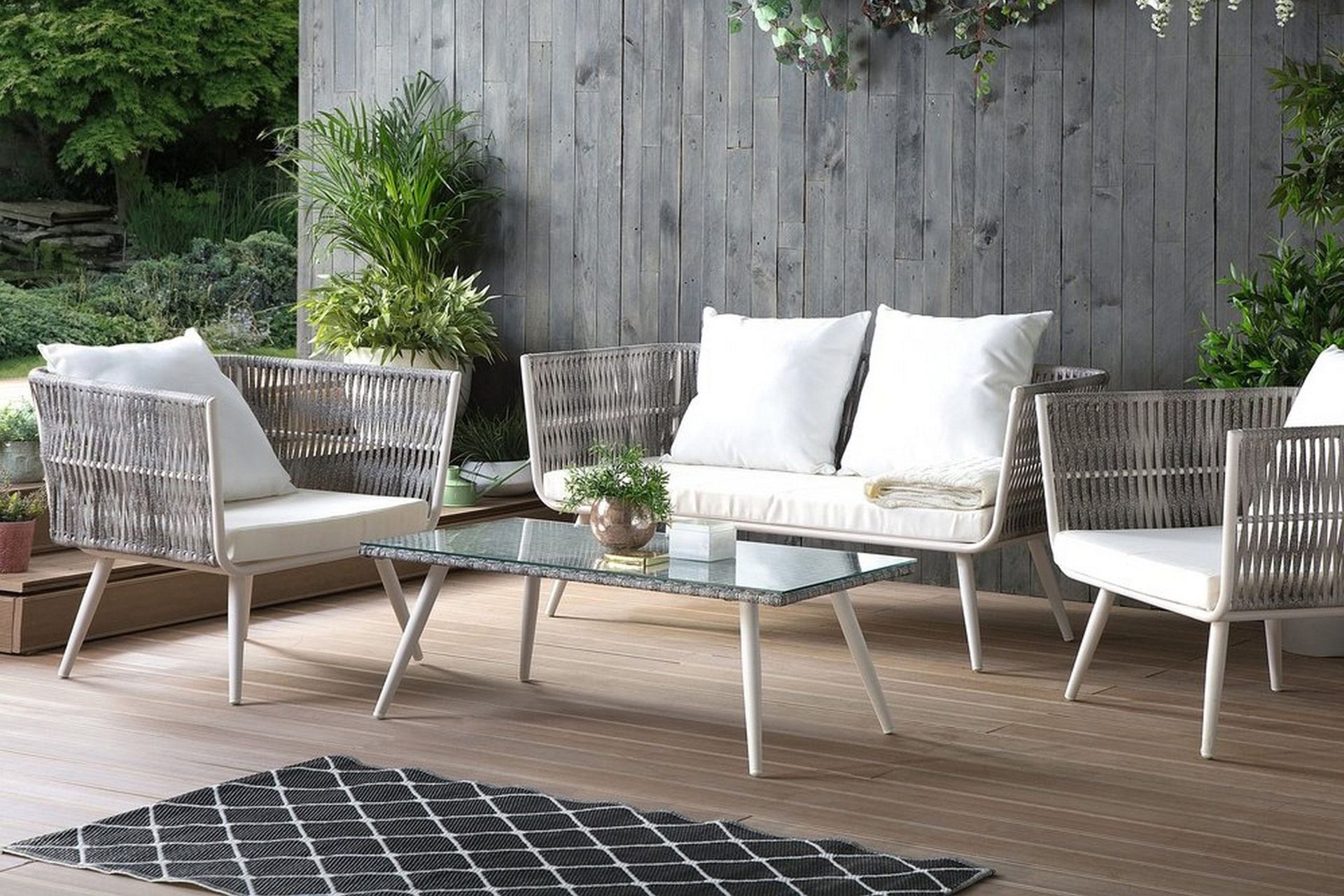 Ragusa Loungegrupp Utomhus 156 cm - Grå