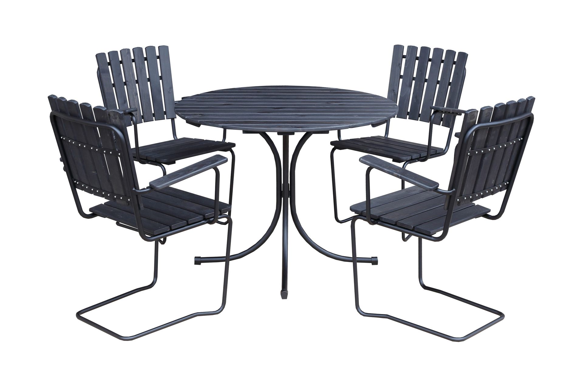 Vaxholm Matgrupp Utomhus Rund - Kaffesvart/Gr&aring;