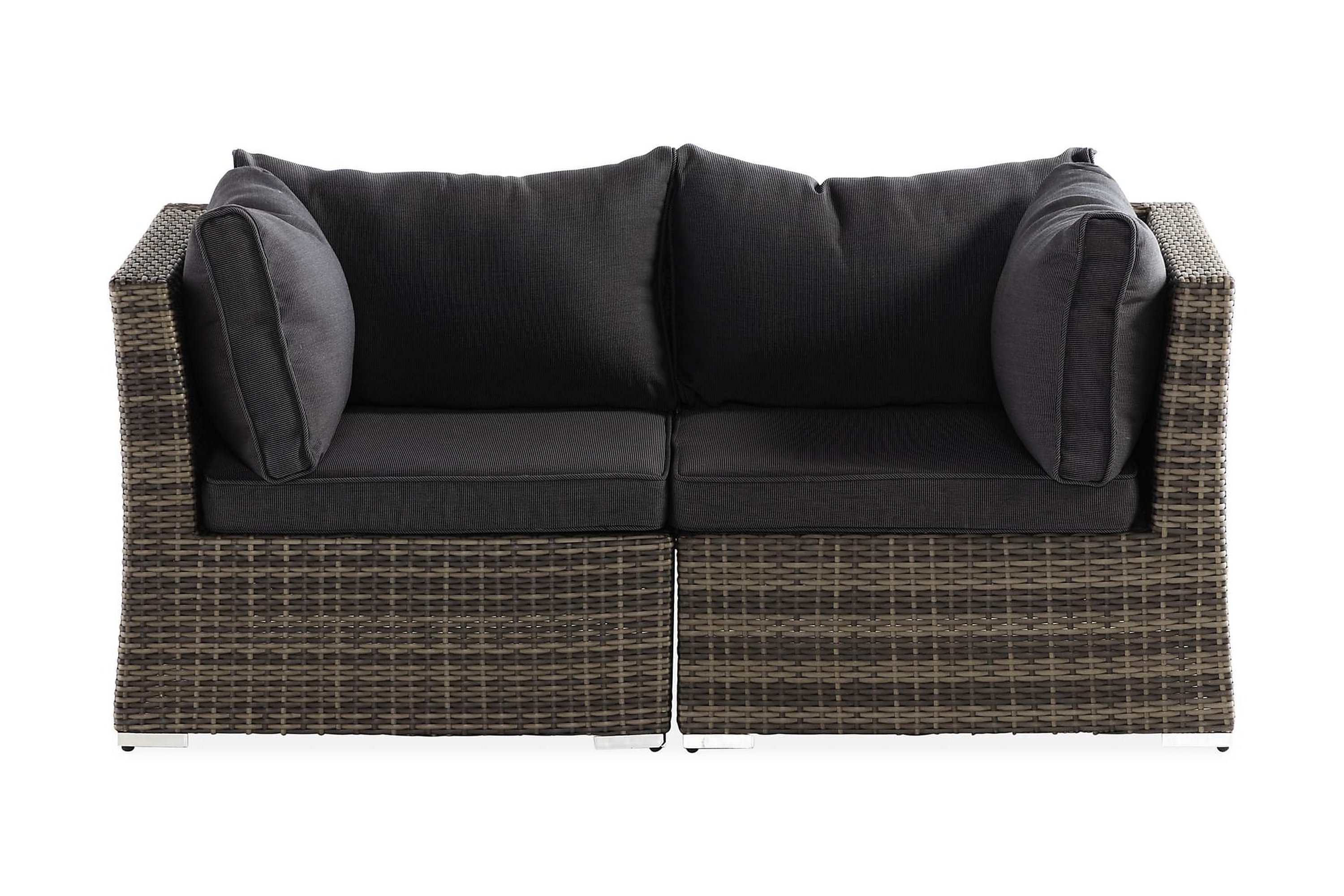 Wisconsin Premium 2-sits Loungesoffa utomhus med Armstöd Utesoffa i Konstrotting för balkong Grå