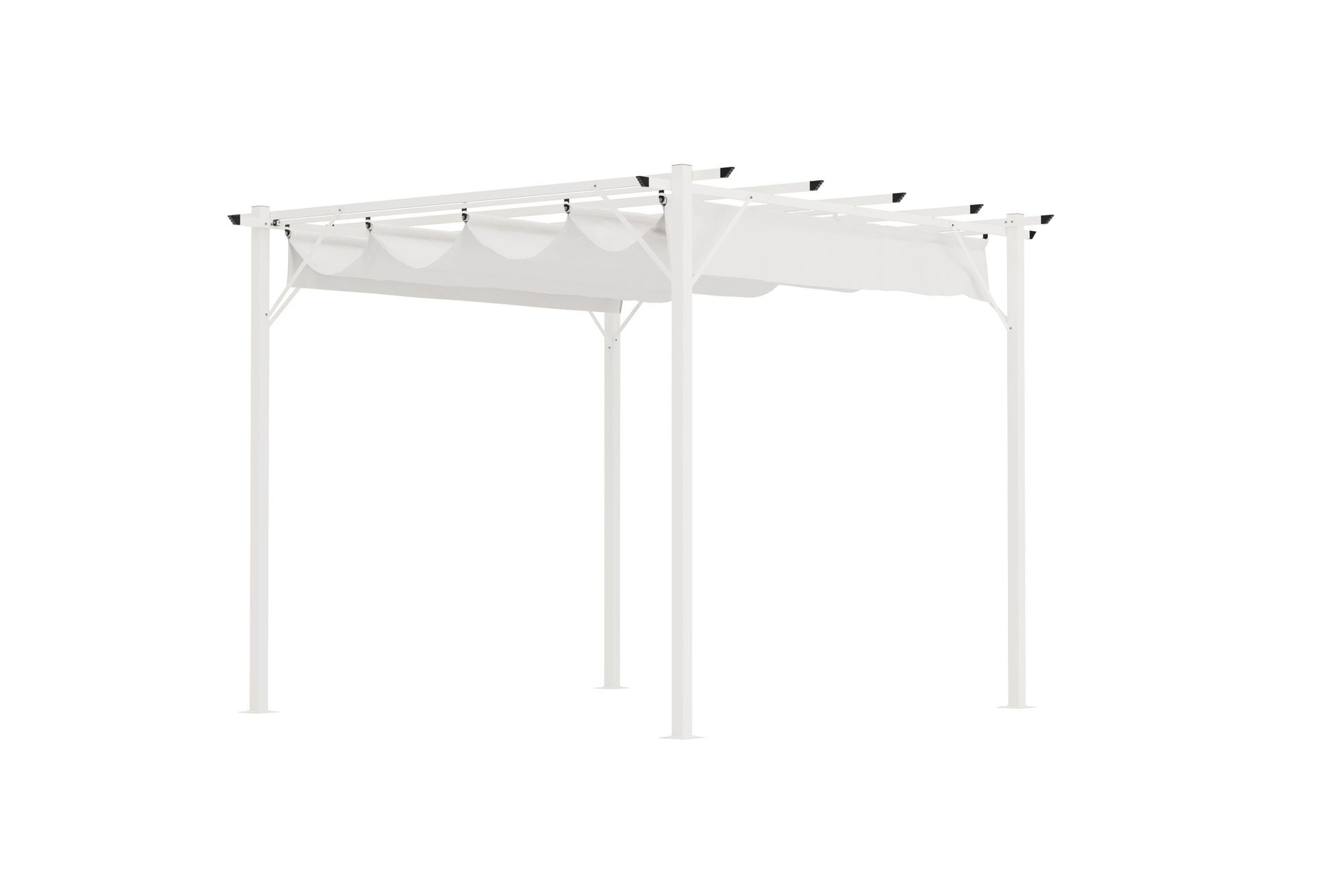Loppes Pergola med skjutbart tak 3x3 m i stål - Vit
