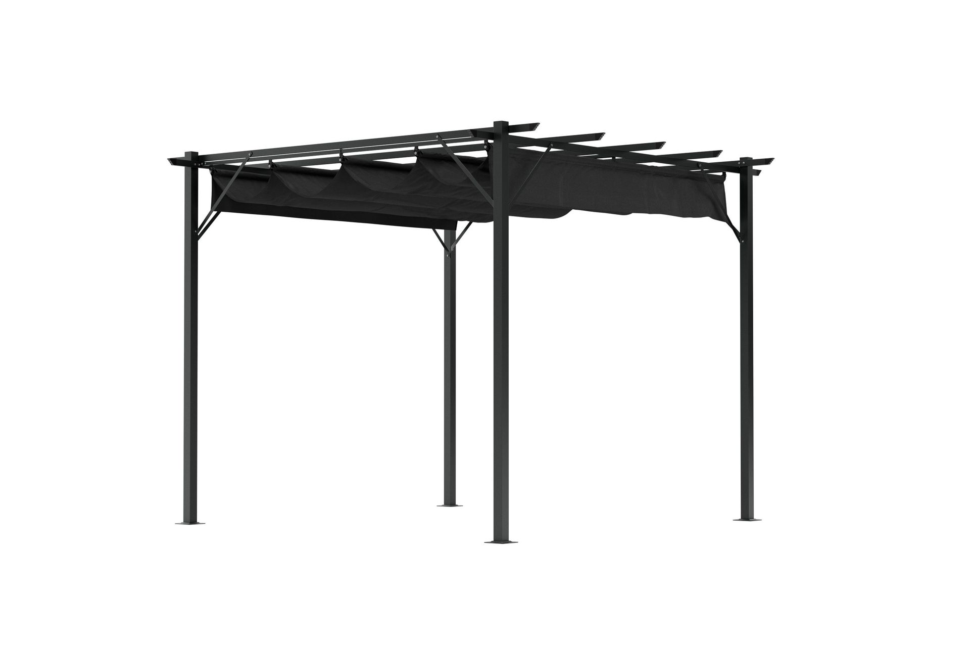 Loppes Pergola med skjutbart tak 3x3 m i stål - Svart