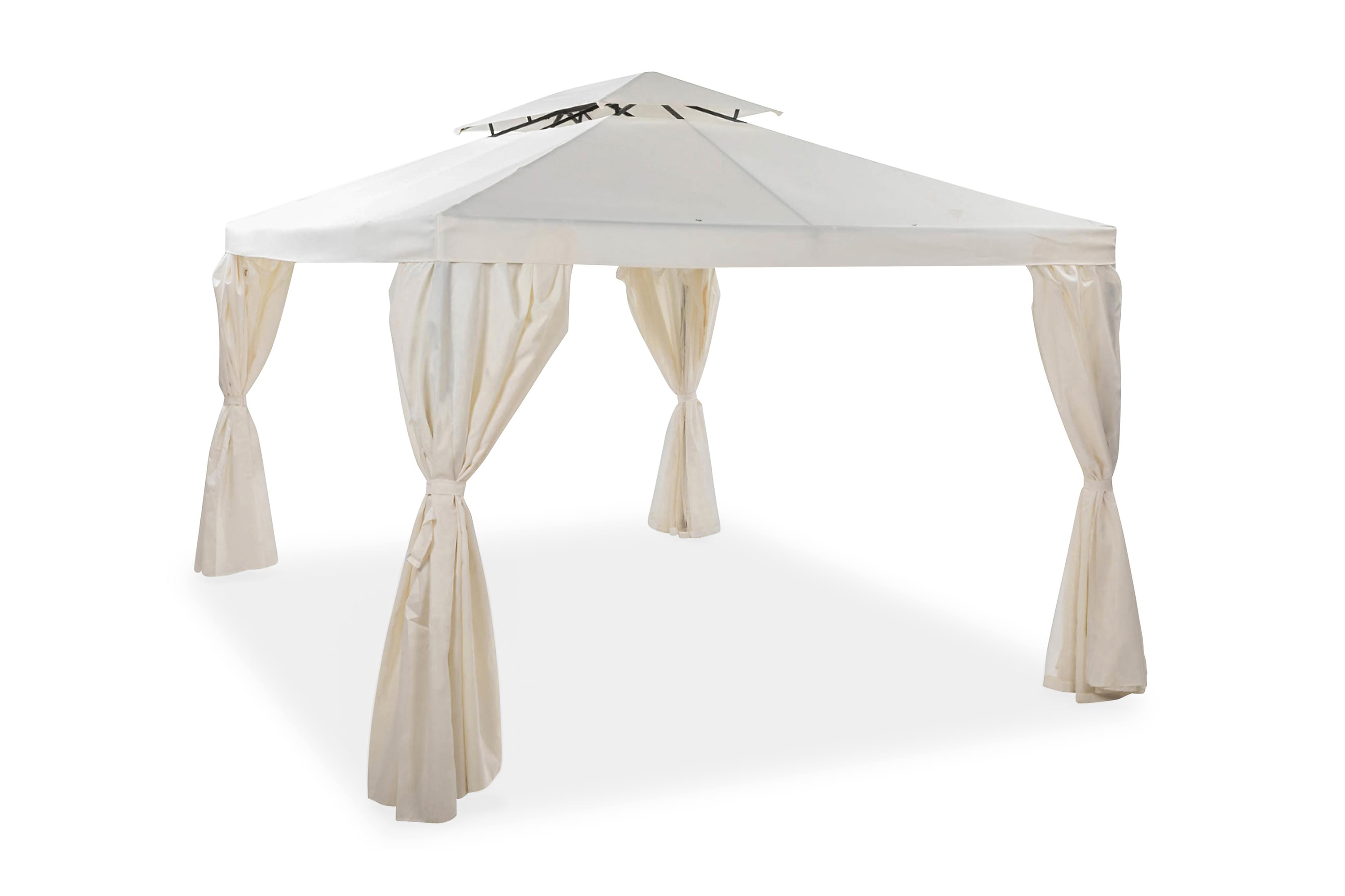 Komplett Paviljong Bermuda 3x4 m Inkl Väggar och Nät Naturvit