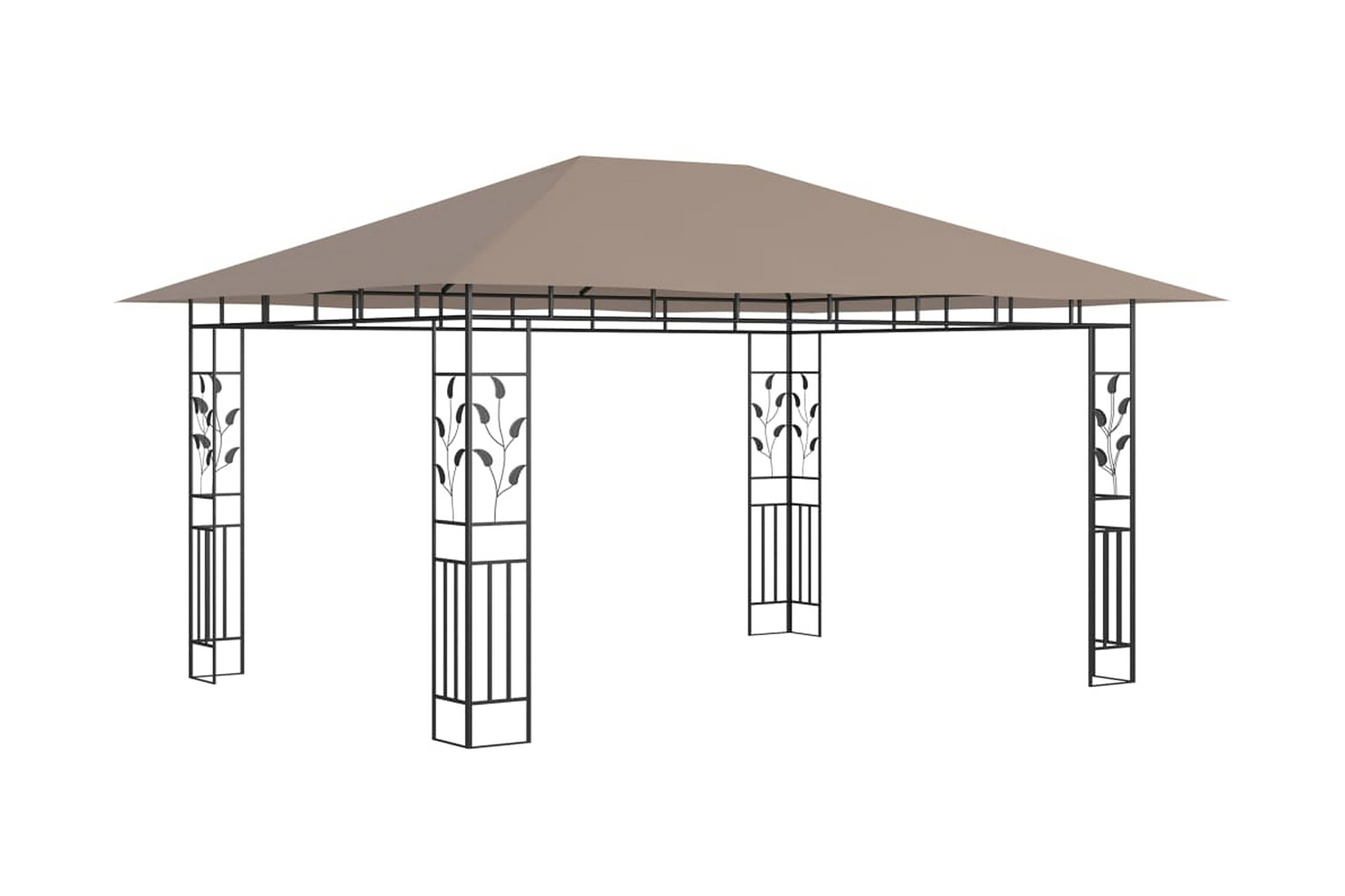 Paviljong med myggnät 4x3x2,73 m taupe 180 g/m² - Brun