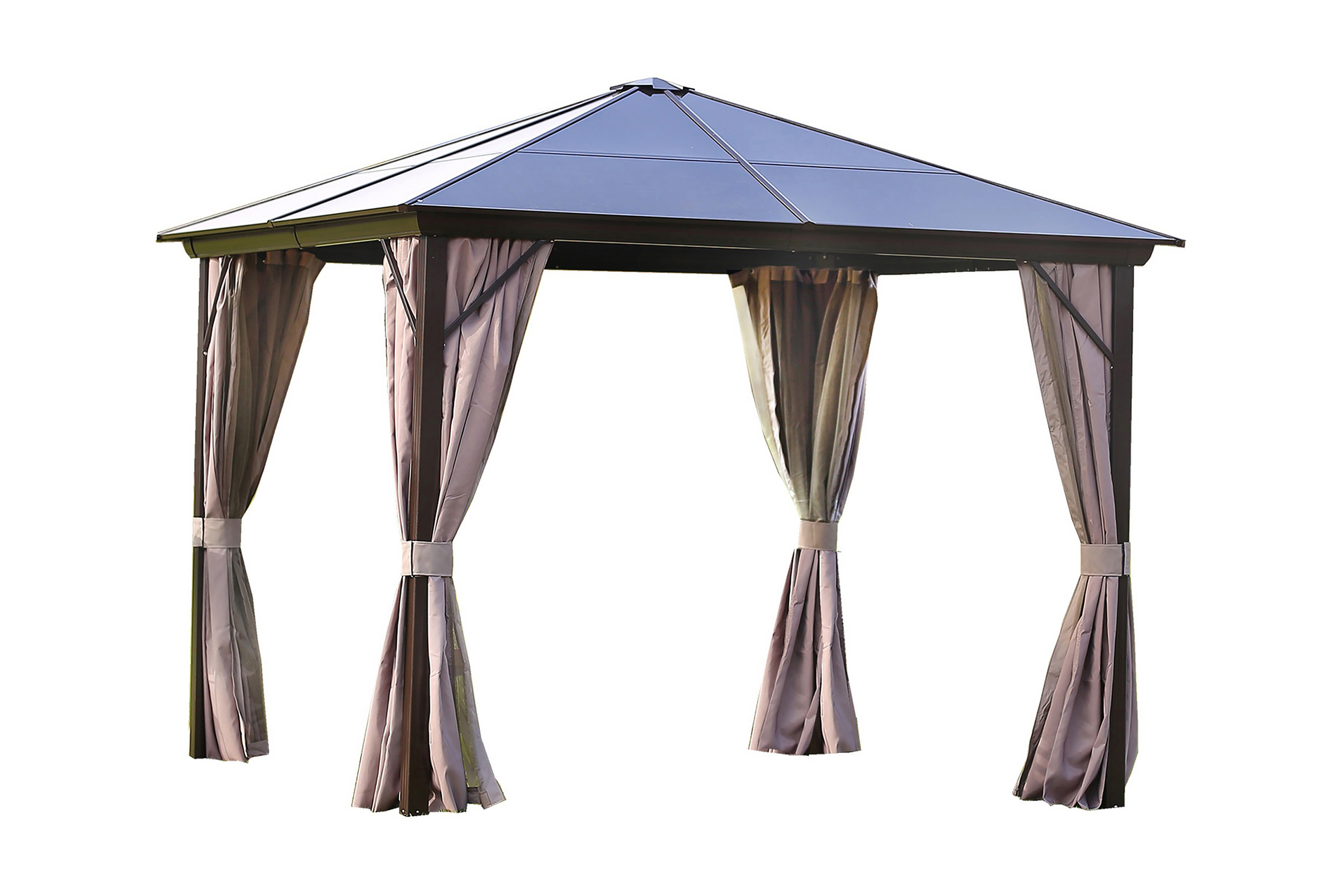 Paviljong Sunsetia 300x300x267 cm Polykarbonattak Brun/Beige