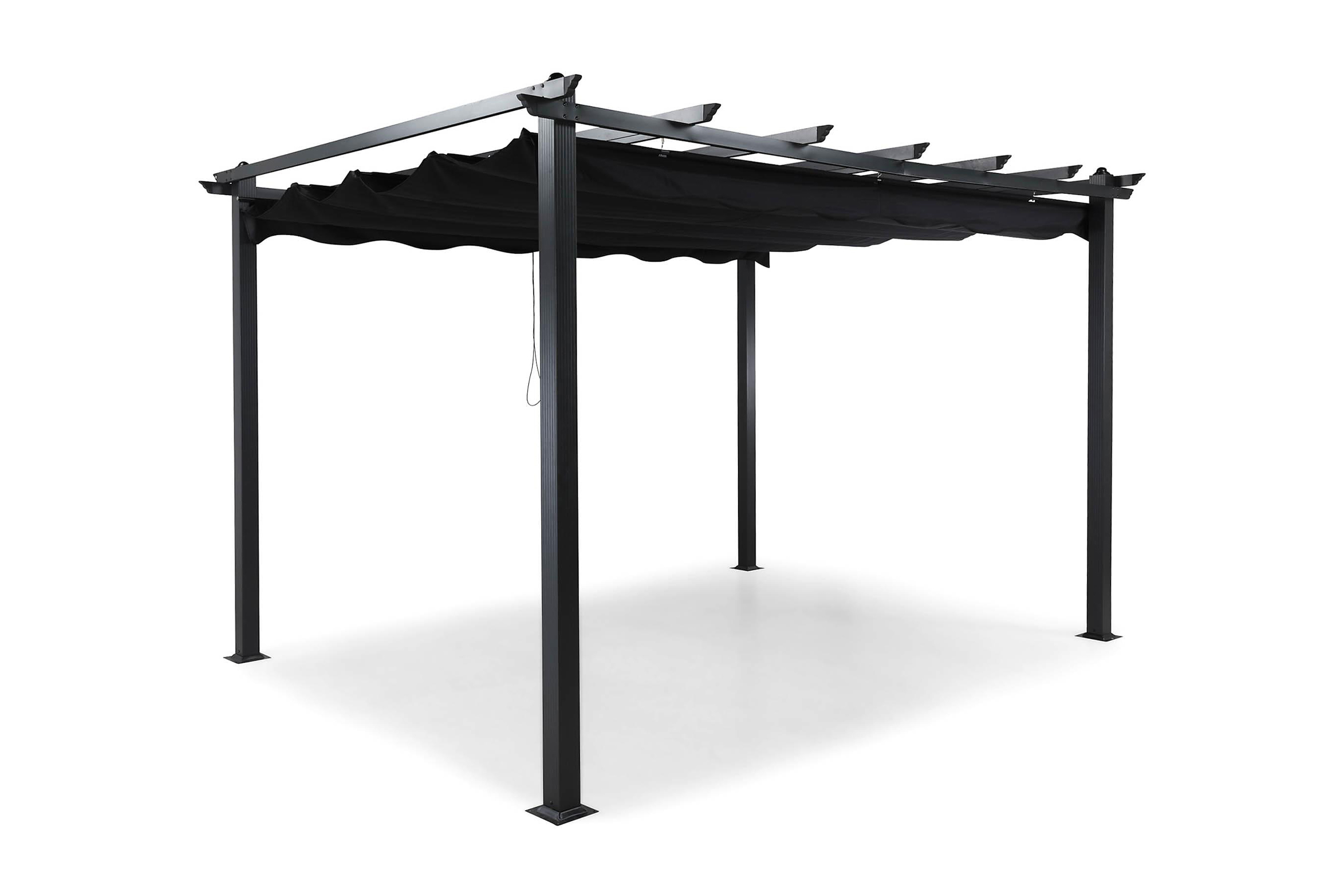 Pergola med Hopfällbart Tak Svart