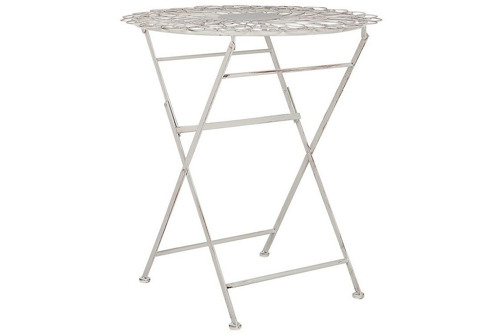 Alanya Runt Hopf&auml;llbart Caf&eacute;bord och Bistrobord Utomhus 70 cm Metall - Vit