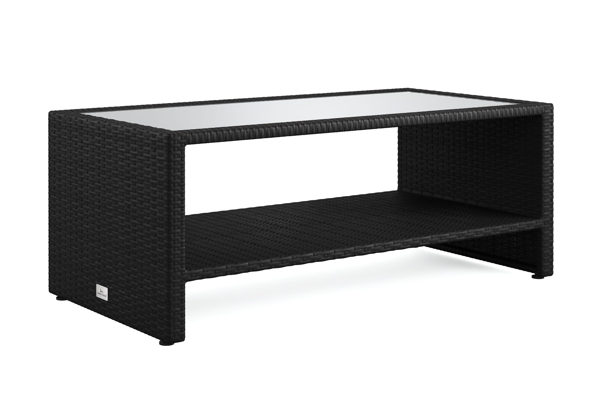 Bahamas Soffbord med hylla Utomhus 113 cm Konstrotting - Svart