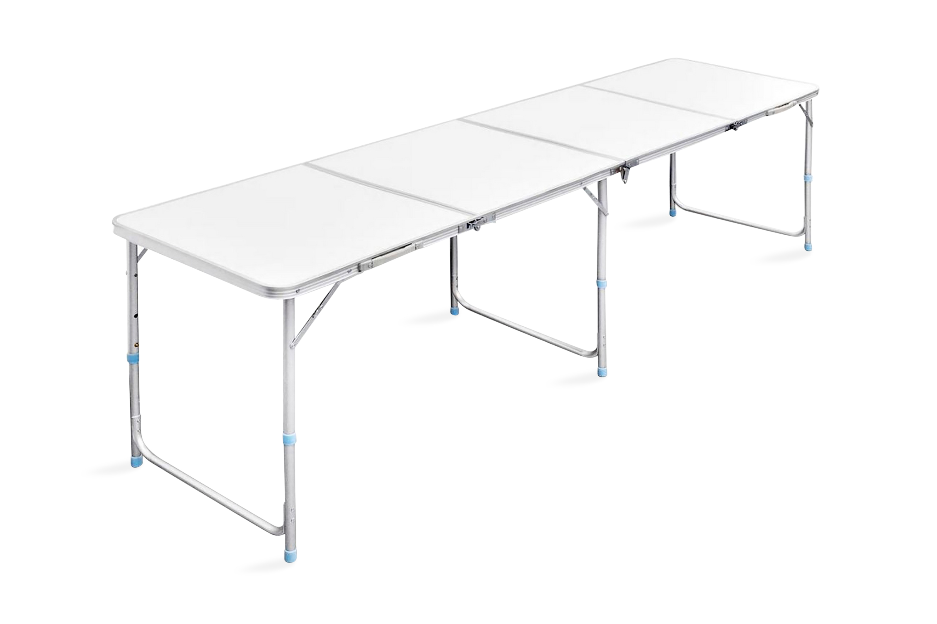 Hopfällbart campingbord med justerbar höjd Aluminium 240x60 - Vit 41327