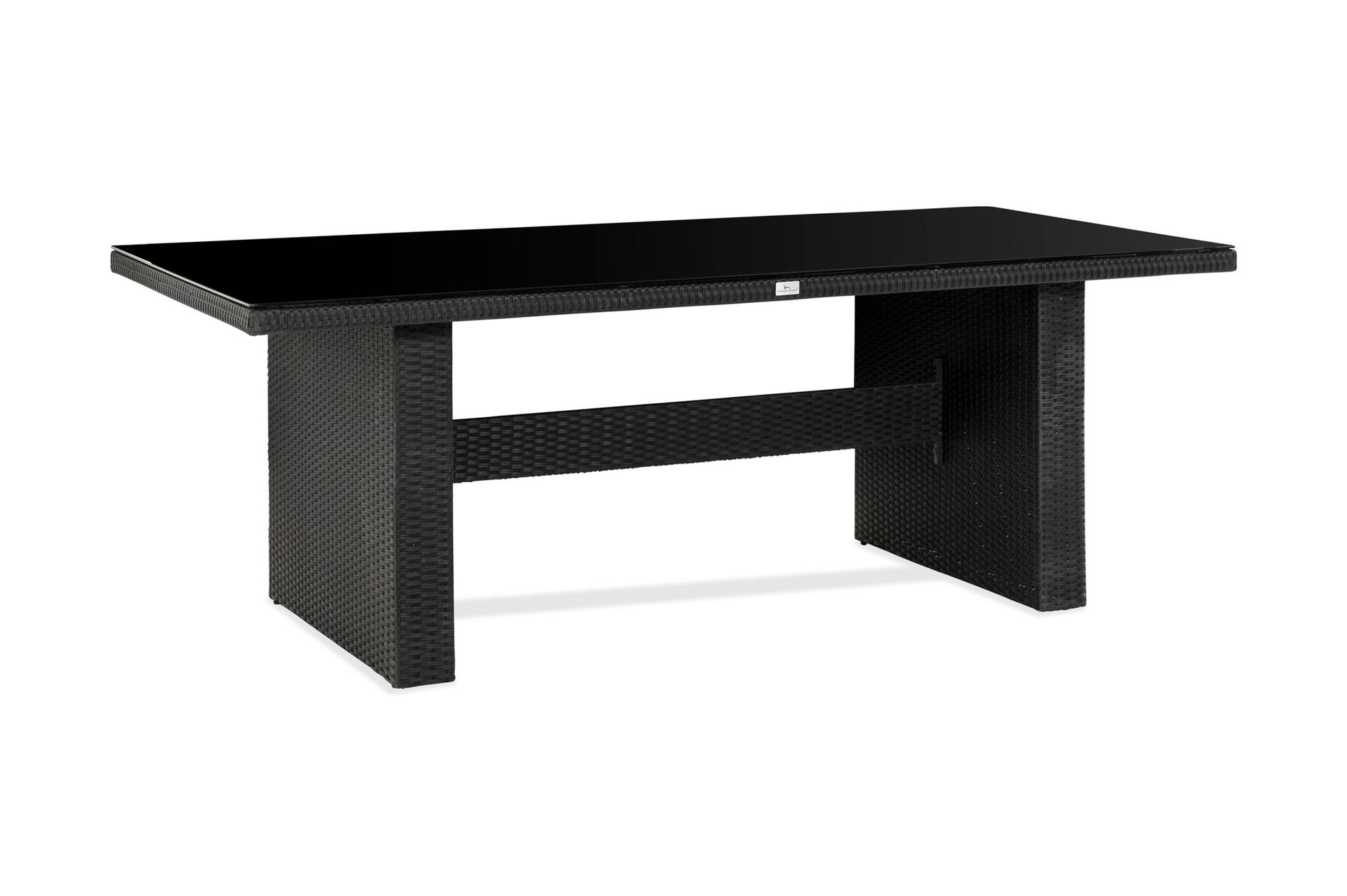 Majestic Matbord Utomhus 210x100 cm – Utebord i konstrotting med bordsskiva i Glas för Trädgård och Altan - Svart