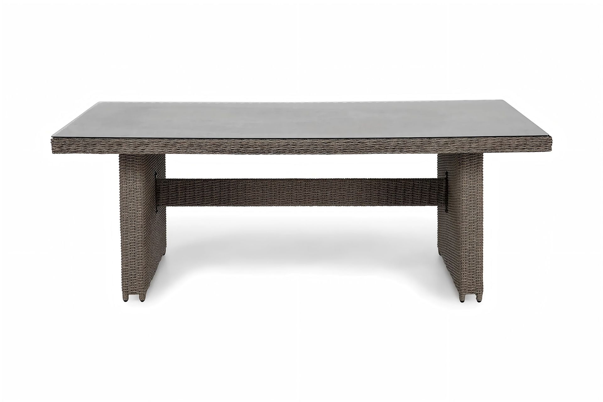 Marcus Rektangulärt Matbord utomhus 160x90 cm i konstrotting med glasskiva - Grå